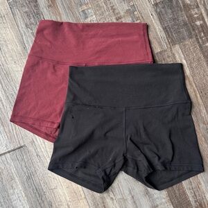 lululemon athletica High Waist Shorts in Black and Burgundy 4inch inseam